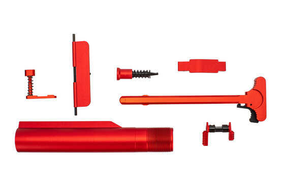 XTS anodized AR-15 parts kit with red finish includes the parts shown here.